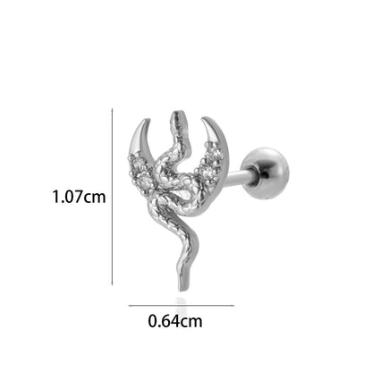 1 Piece Simple Style Classic Style Star Moon Butterfly Plating Inlay Stainless Steel Zircon 18k Gold Plated Ear Studs