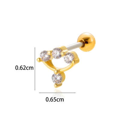 1 Piece Simple Style Classic Style Star Moon Butterfly Plating Inlay Stainless Steel Zircon 18k Gold Plated Ear Studs