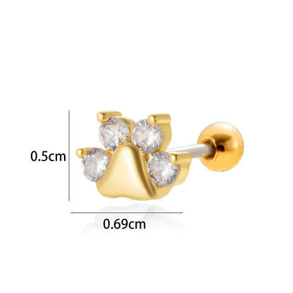 1 Piece Simple Style Classic Style Star Moon Butterfly Plating Inlay Stainless Steel Zircon 18k Gold Plated Ear Studs