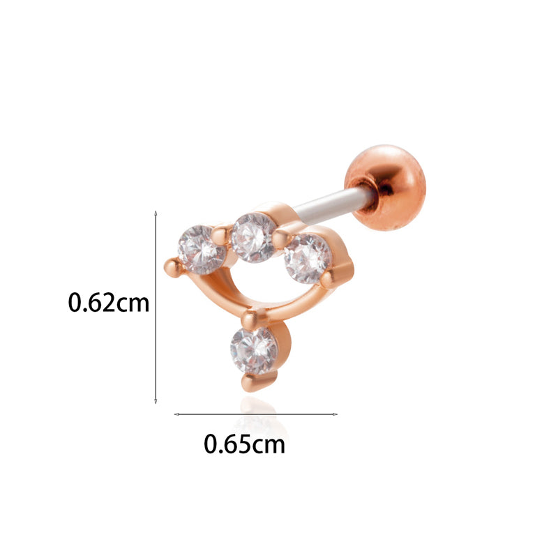 1 Piece Simple Style Classic Style Star Moon Butterfly Plating Inlay Stainless Steel Zircon 18k Gold Plated Ear Studs