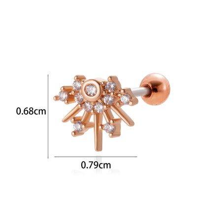 1 Piece Simple Style Classic Style Star Moon Butterfly Plating Inlay Stainless Steel Zircon 18k Gold Plated Ear Studs