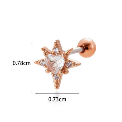1 Piece Simple Style Classic Style Star Moon Butterfly Plating Inlay Stainless Steel Zircon 18k Gold Plated Ear Studs