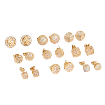 1 Pair Simple Style Geometric Dollar Plating Inlay Copper Zircon 18k Gold Plated White Gold Plated Ear Studs