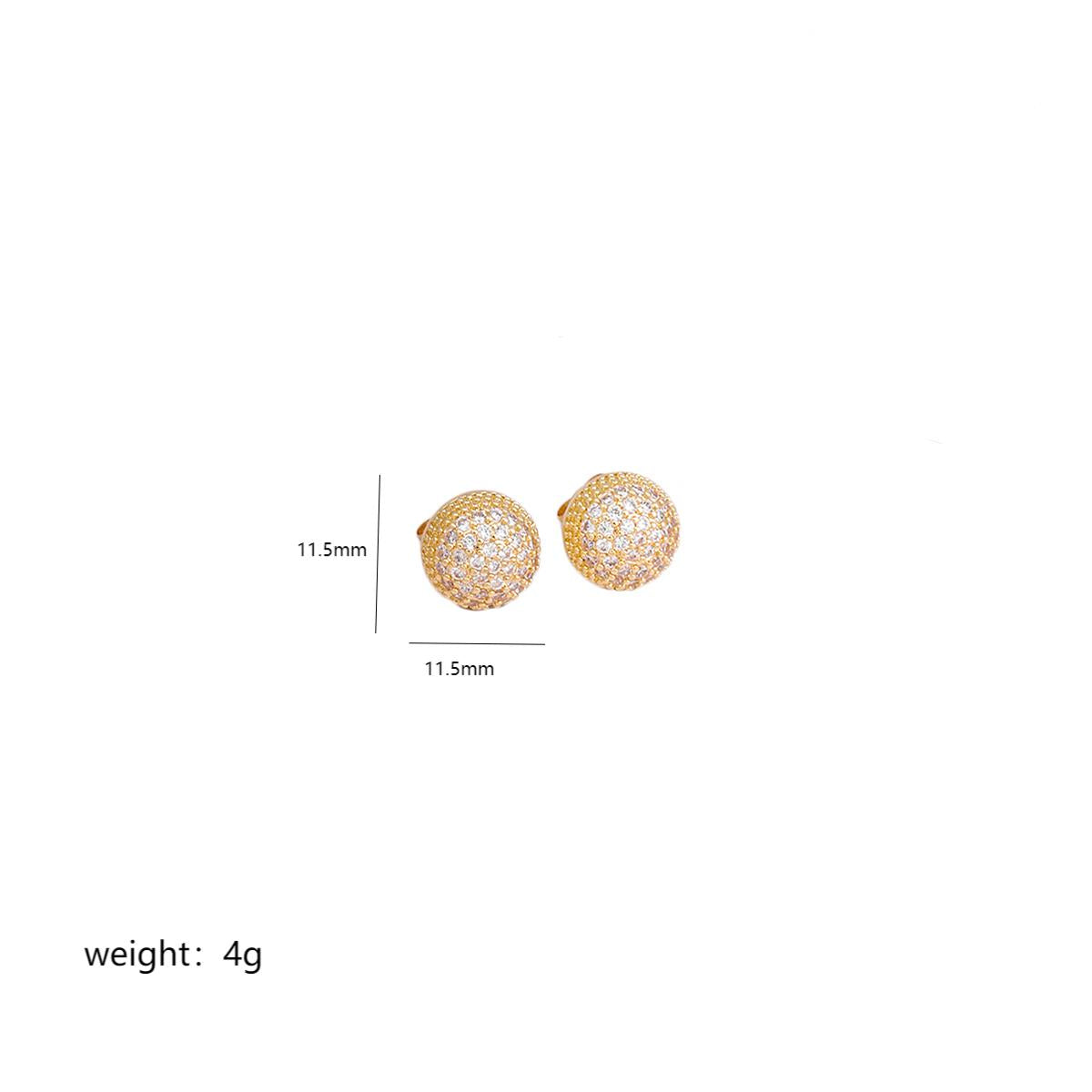 1 Pair Simple Style Geometric Dollar Plating Inlay Copper Zircon 18k Gold Plated White Gold Plated Ear Studs