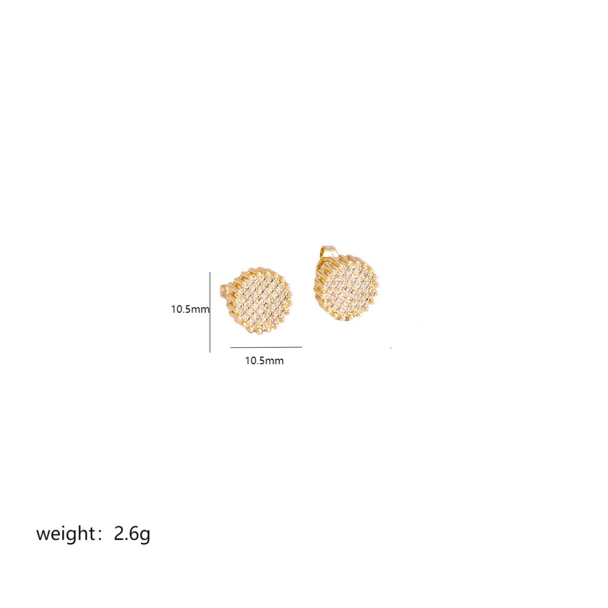 1 Pair Simple Style Geometric Dollar Plating Inlay Copper Zircon 18k Gold Plated White Gold Plated Ear Studs