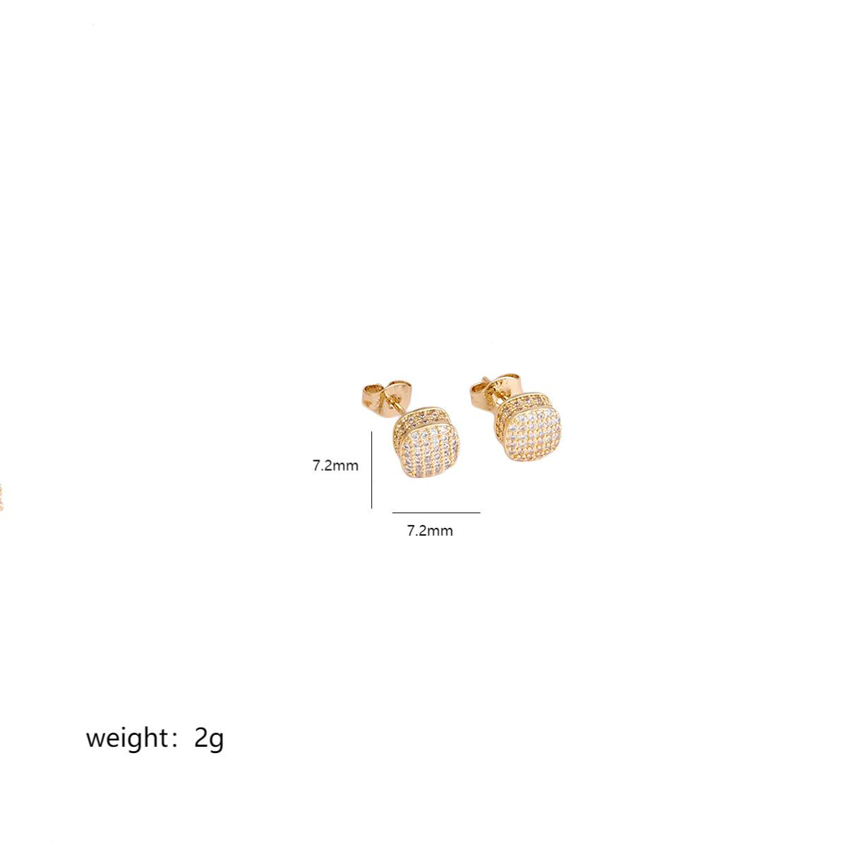 1 Pair Simple Style Geometric Dollar Plating Inlay Copper Zircon 18k Gold Plated White Gold Plated Ear Studs