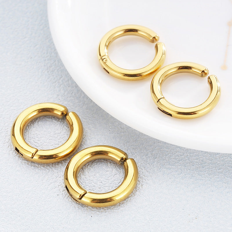 1 Pair Basic Round Plating Stainless Steel Earrings