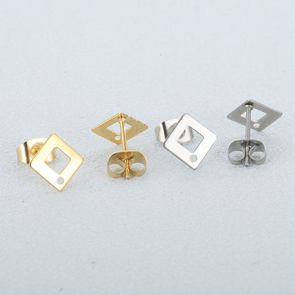 1 Pair Simple Style Square Plating Stainless Steel Ear Studs