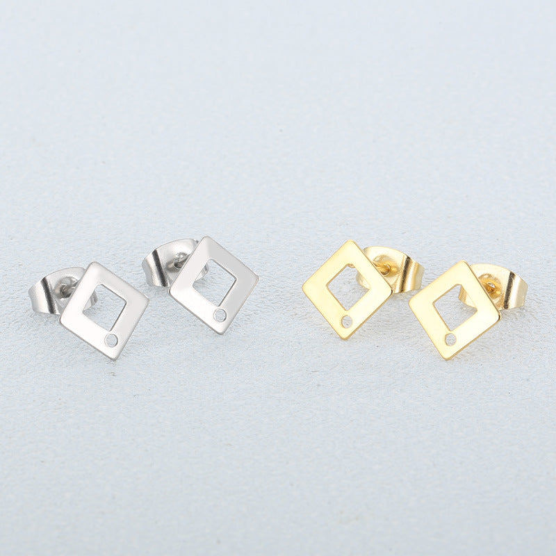 1 Pair Simple Style Square Plating Stainless Steel Ear Studs