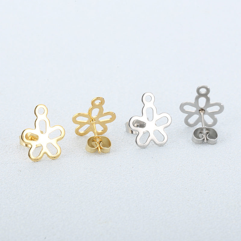 1 Pair Simple Style Flower Plating Stainless Steel Ear Studs