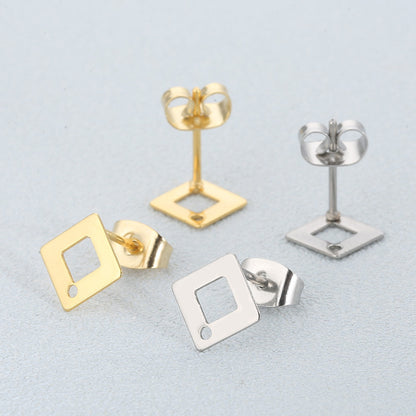 1 Pair Simple Style Square Plating Stainless Steel Ear Studs