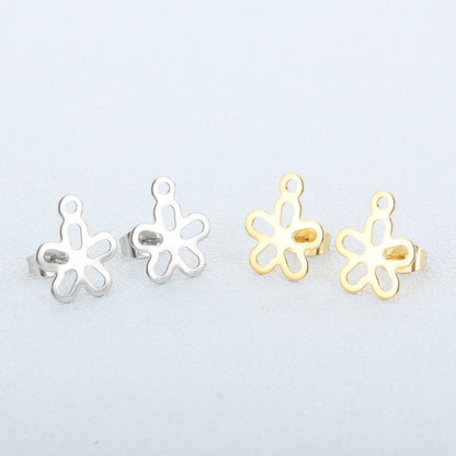 1 Pair Simple Style Flower Plating Stainless Steel Ear Studs