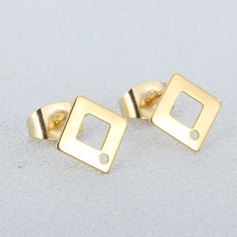 1 Pair Simple Style Square Plating Stainless Steel Ear Studs