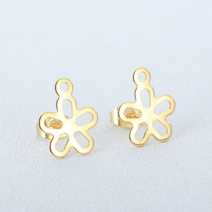 1 Pair Simple Style Flower Plating Stainless Steel Ear Studs