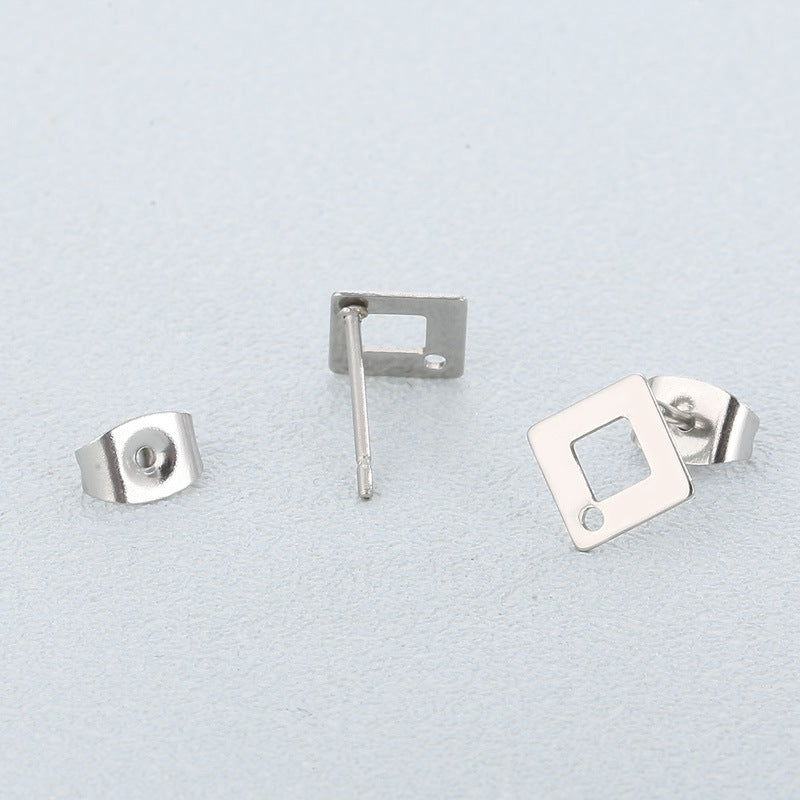 1 Pair Simple Style Square Plating Stainless Steel Ear Studs