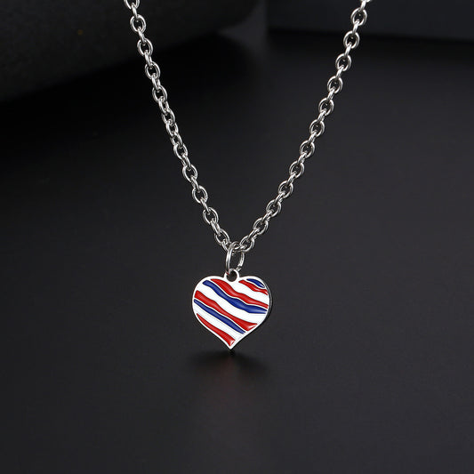 Simple Style Heart Shape Titanium Steel Enamel Pendant Necklace