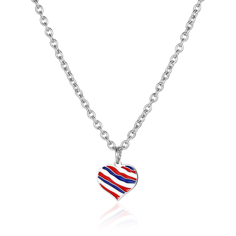 Simple Style Heart Shape Titanium Steel Enamel Pendant Necklace