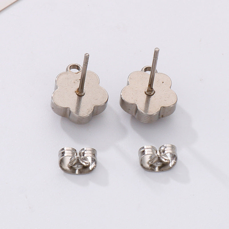 1 Pair Cute Flower Plating Inlay Stainless Steel Artificial Diamond Ear Studs