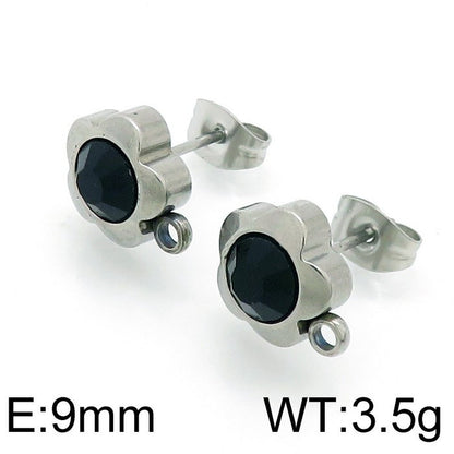 1 Pair Cute Flower Plating Inlay Stainless Steel Artificial Diamond Ear Studs