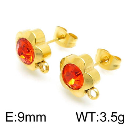 1 Pair Cute Flower Plating Inlay Stainless Steel Artificial Diamond Ear Studs