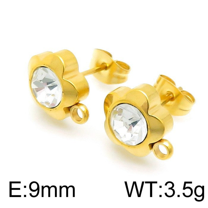 1 Pair Cute Flower Plating Inlay Stainless Steel Artificial Diamond Ear Studs