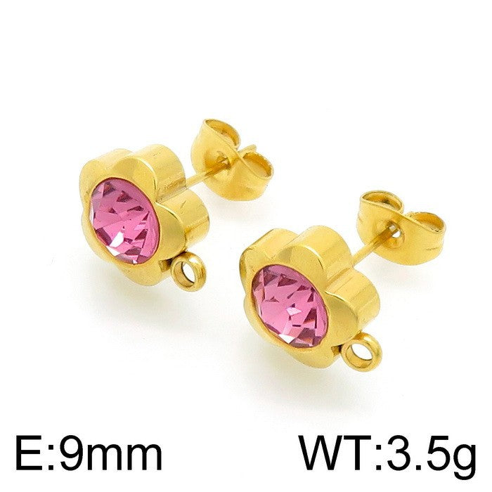 1 Pair Cute Flower Plating Inlay Stainless Steel Artificial Diamond Ear Studs