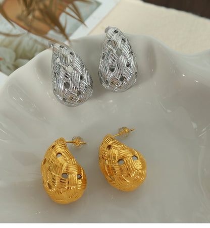 1 Pair Vintage Style Simple Style Water Droplets Titanium Steel 18k Gold Plated Drop Earrings