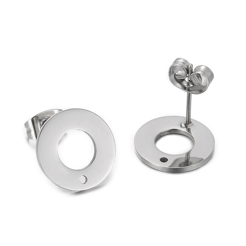 1 Pair Simple Style Round Square Oval Plating Stainless Steel Ear Studs