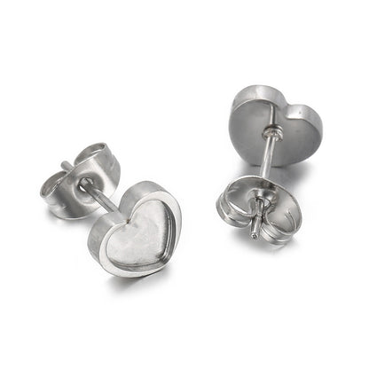 1 Pair Simple Style Heart Shape Stainless Steel Ear Studs