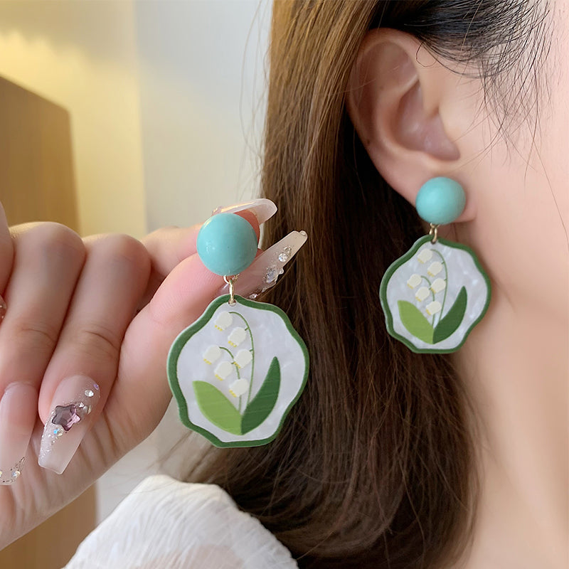 1 Pair Sweet Flower Resin Drop Earrings