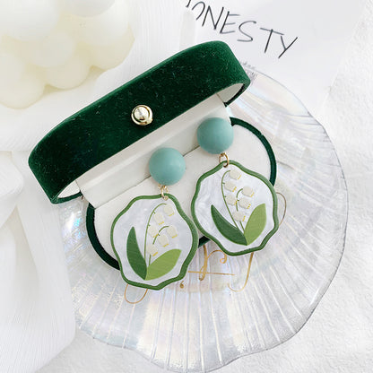 1 Pair Sweet Flower Resin Drop Earrings