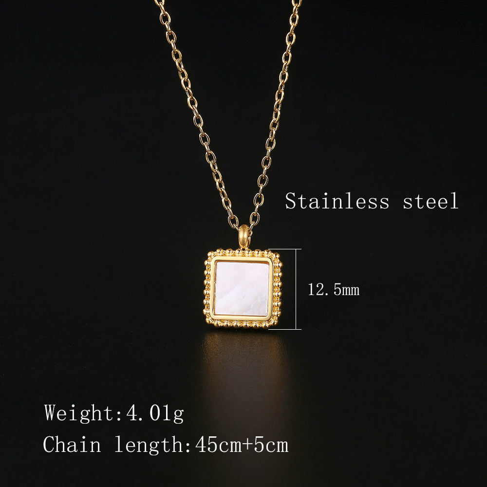 Elegant Vintage Style Simple Style Square Stainless Steel Polishing Plating 18k Gold Plated Pendant Necklace