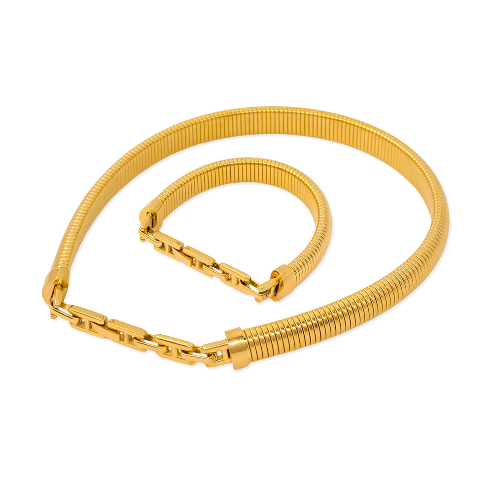 French Style Solid Color Stainless Steel Plating 18k Gold Plated Bracelets Necklace