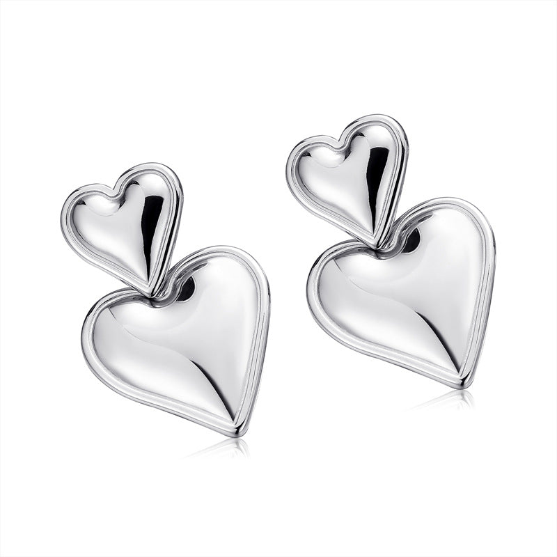 1 Pair Lady Heart Shape Titanium Steel Ear Studs