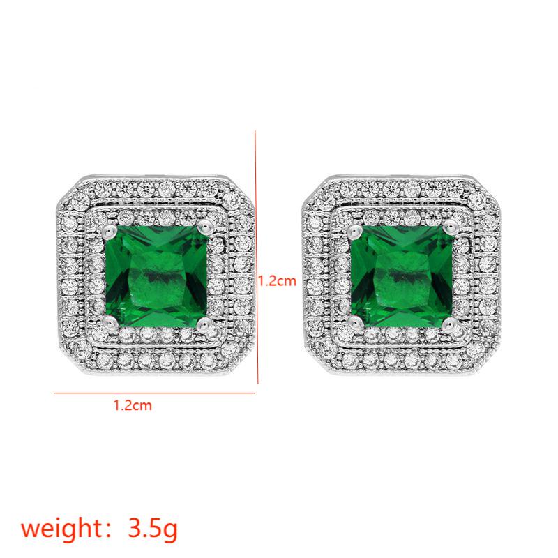 1 Pair Korean Style Square Plating Inlay Copper Zircon White Gold Plated Ear Studs