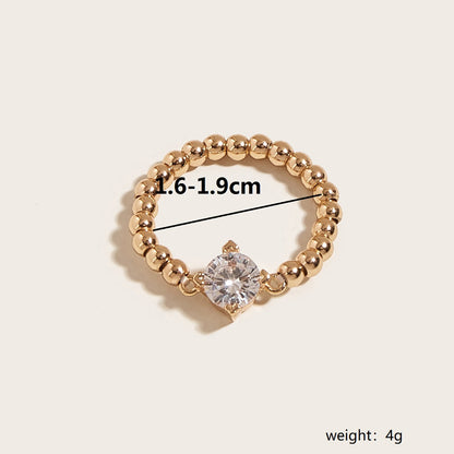 Cute Sweet Simple Style Four Leaf Clover Heart Shape Copper Zircon Adjustable Ring