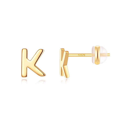 1 Pair Simple Style Letter Plating Sterling Silver 14k Gold Plated Ear Studs