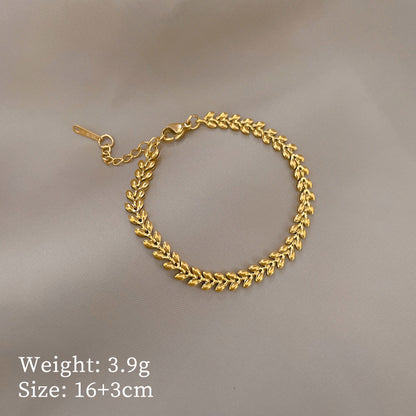 Simple Style Leaf Titanium Steel Plating Bracelets