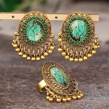 Retro Ethnic Style Geometric Alloy Women's Rings Earrings