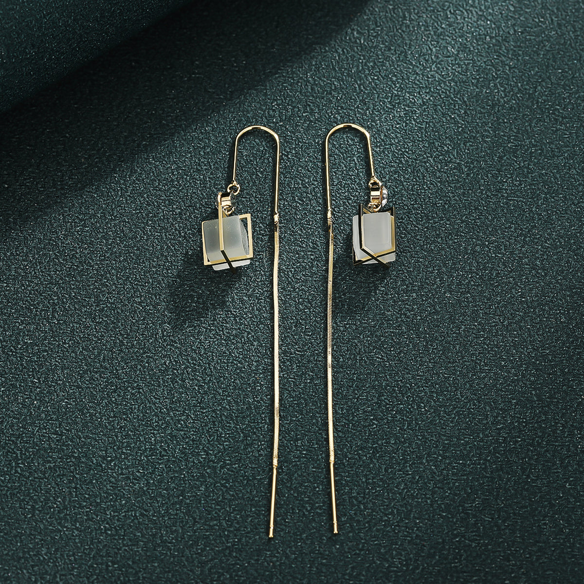 1 Pair Simple Style Color Block Inlay Copper Zircon Drop Earrings