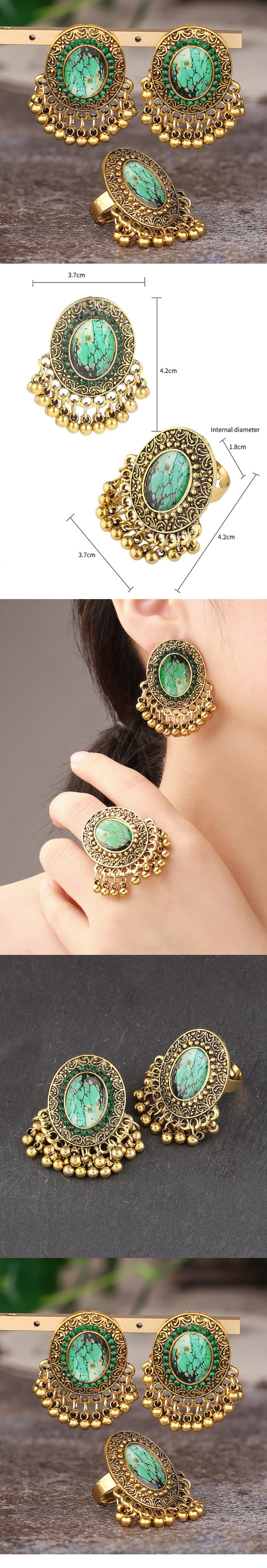 Retro Ethnic Style Geometric Alloy Women's Rings Earrings