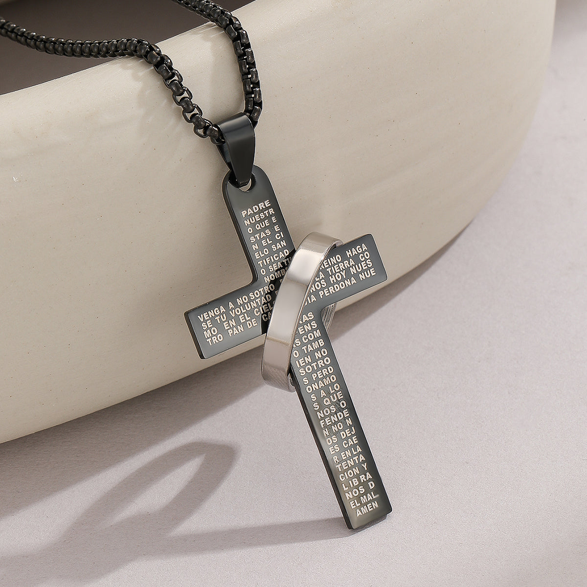 Casual Hip-hop Cross Word Stainless Steel Pendant Necklace