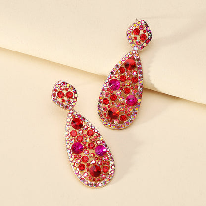 1 Pair Elegant Glam Oval Plating Hollow Out Inlay Zinc Alloy Rhinestones Drop Earrings