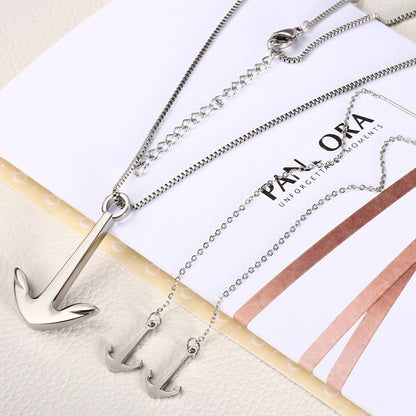 Wholesale Simple Style Anchor Titanium Steel Irregular Plating Earrings Necklace