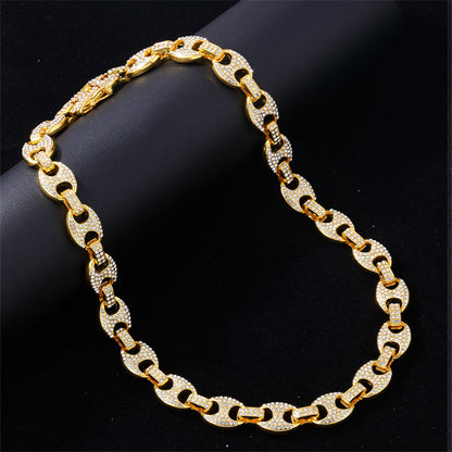 Hip-hop Geometric Alloy Rhinestone Plating Inlay Rhinestones Gold Plated Silver Plated Unisex Bracelets Necklace