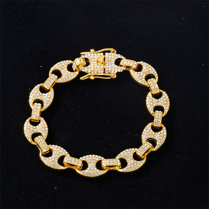 Hip-hop Geometric Alloy Rhinestone Plating Inlay Rhinestones Gold Plated Silver Plated Unisex Bracelets Necklace