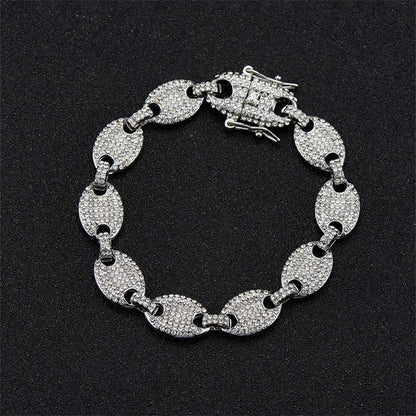 Hip-hop Geometric Alloy Rhinestone Plating Inlay Rhinestones Gold Plated Silver Plated Unisex Bracelets Necklace