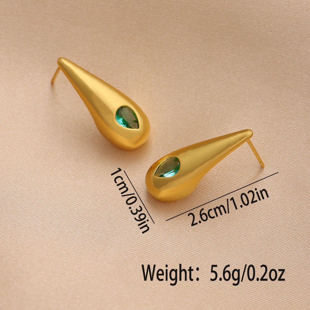 1 Pair Ig Style Water Droplets Plating Inlay Copper Zircon 18k Gold Plated Drop Earrings