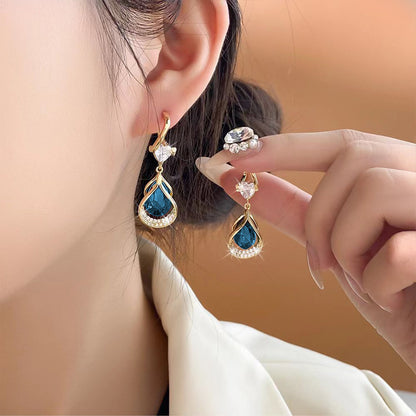 1 Pair Bohemian Simple Style Streetwear Water Droplets Inlay Copper Alloy Artificial Gemstones Drop Earrings