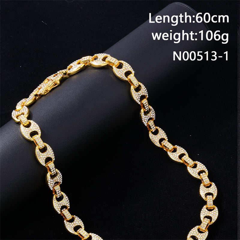 Hip-hop Geometric Alloy Rhinestone Plating Inlay Rhinestones Gold Plated Silver Plated Unisex Bracelets Necklace